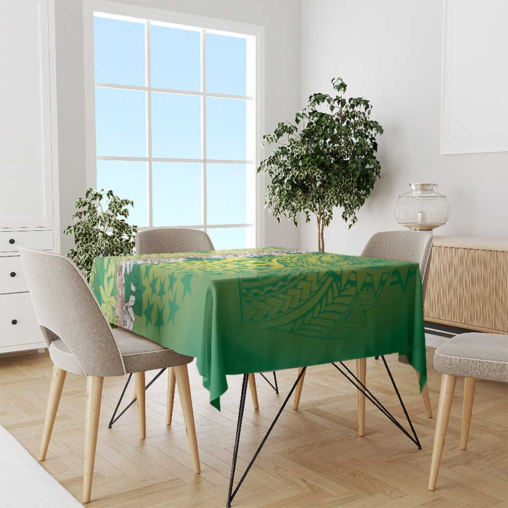 Cook Islands Tiare Maori With Conch Shell Tablecloth Pasifika Fest Polynesian Tattoo Green