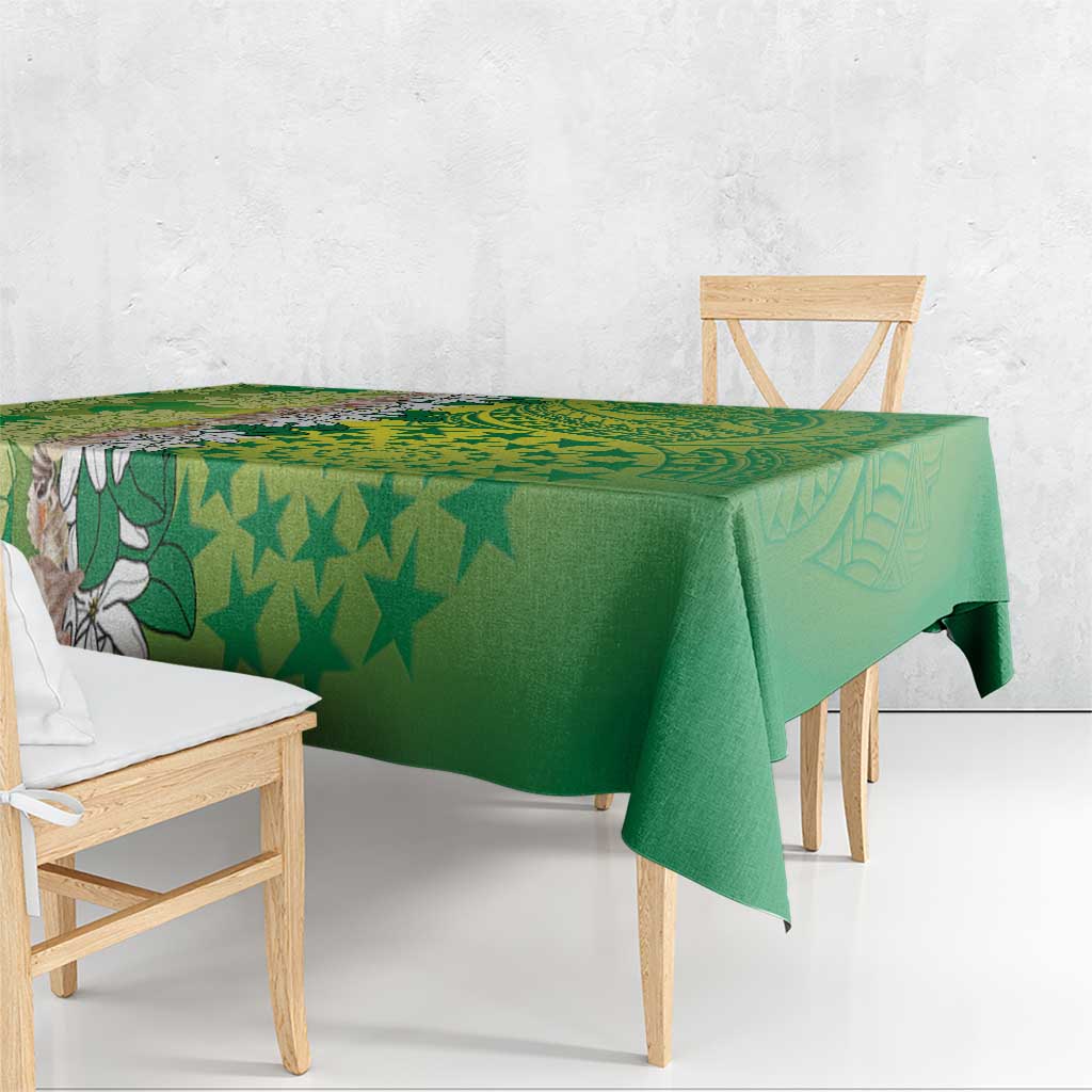 Cook Islands Tiare Maori With Conch Shell Tablecloth Pasifika Fest Polynesian Tattoo Green