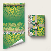 Cook Islands Tiare Maori With Conch Shell Wrapping Paper Pasifika Fest Polynesian Tattoo Green