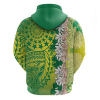 Cook Islands Tiare Maori With Conch Shell Zip Hoodie Pasifika Fest Polynesian Tattoo Green LT14 - Polynesian Pride