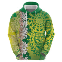 Cook Islands Tiare Maori With Conch Shell Zip Hoodie Pasifika Fest Polynesian Tattoo Green LT14 - Polynesian Pride