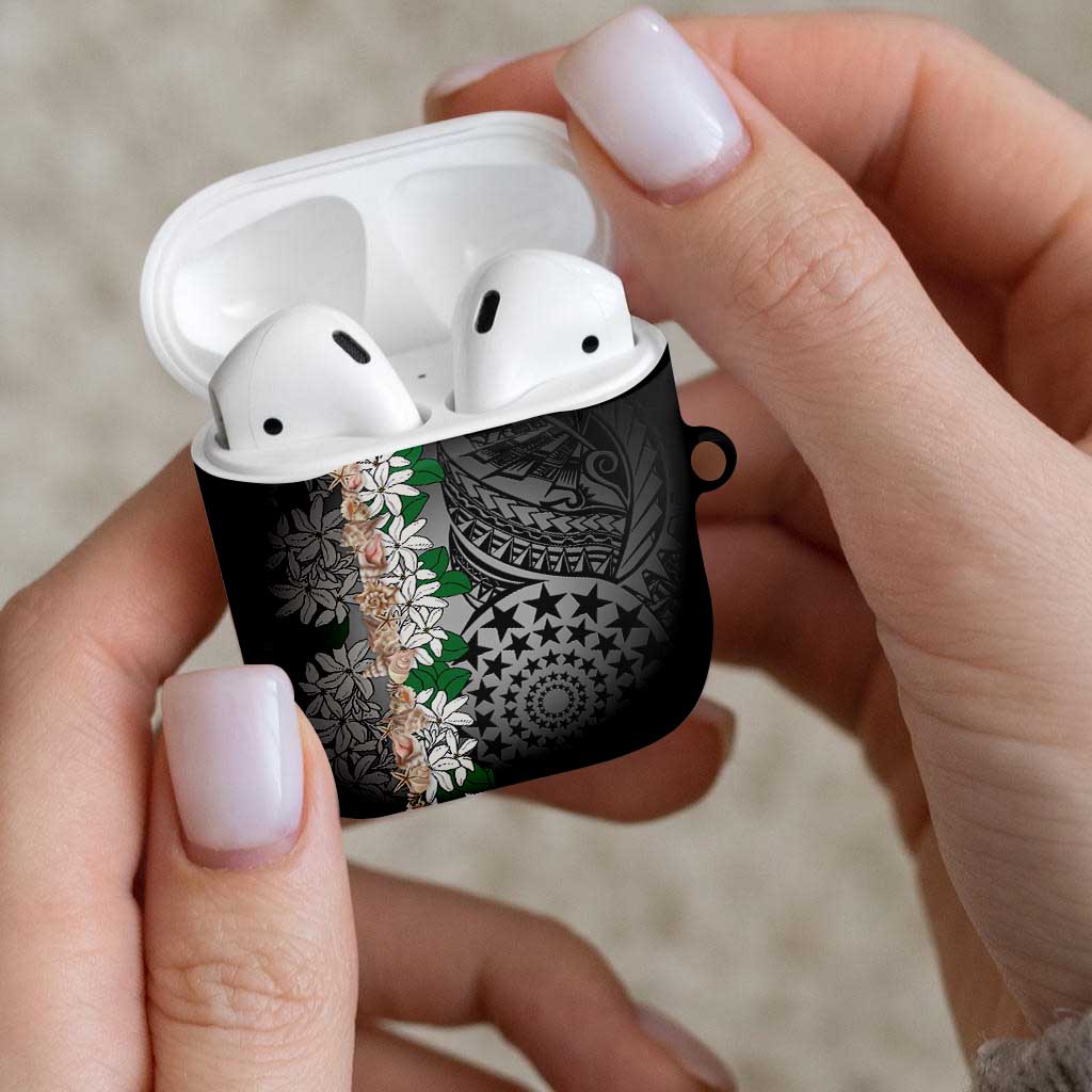 Cook Islands Tiare Maori With Conch Shell AirPods Case Pasifika Fest Polynesian Tattoo Black LT14 - Polynesian Pride