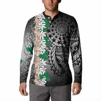 Cook Islands Tiare Maori With Conch Shell Button Sweatshirt Pasifika Fest Polynesian Tattoo Black
