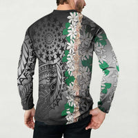 Cook Islands Tiare Maori With Conch Shell Button Sweatshirt Pasifika Fest Polynesian Tattoo Black