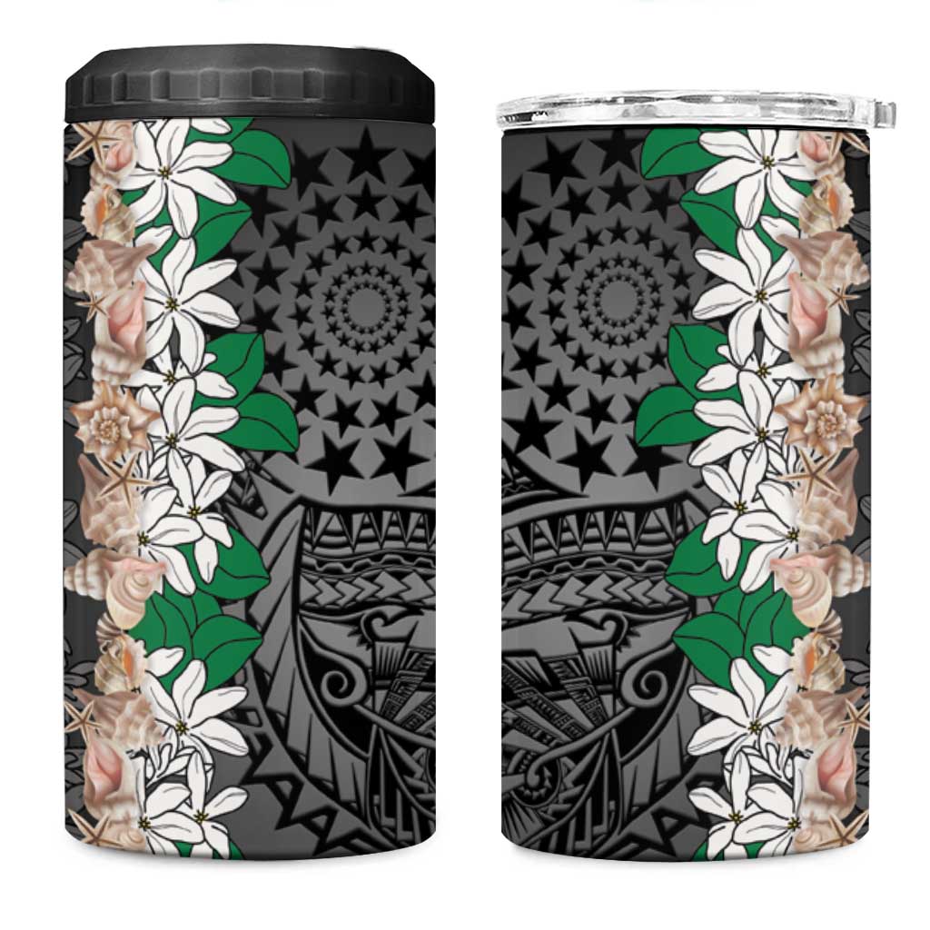 Cook Islands Tiare Maori With Conch Shell 4 in 1 Can Cooler Tumbler Pasifika Fest Polynesian Tattoo Black LT14 One Size: 16 oz Black - Polynesian Pride