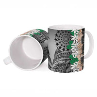 Cook Islands Tiare Maori With Conch Shell Ceramic Mug Pasifika Fest Polynesian Tattoo Black