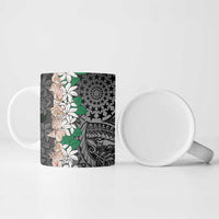Cook Islands Tiare Maori With Conch Shell Ceramic Mug Pasifika Fest Polynesian Tattoo Black