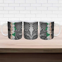 Cook Islands Tiare Maori With Conch Shell Ceramic Mug Pasifika Fest Polynesian Tattoo Black