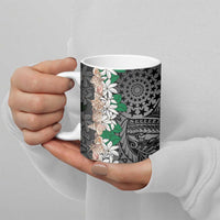 Cook Islands Tiare Maori With Conch Shell Ceramic Mug Pasifika Fest Polynesian Tattoo Black