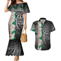 Cook Islands Tiare Maori With Conch Shell Couples Matching Mermaid Dress and Hawaiian Shirt Pasifika Fest Polynesian Tattoo Black LT14 Black - Polynesian Pride