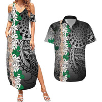 Cook Islands Tiare Maori With Conch Shell Couples Matching Summer Maxi Dress and Hawaiian Shirt Pasifika Fest Polynesian Tattoo Black LT14 Black - Polynesian Pride