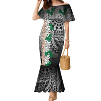 Cook Islands Tiare Maori With Conch Shell Family Matching Mermaid Dress and Hawaiian Shirt Pasifika Fest Polynesian Tattoo Black LT14 Mom's Dress Black - Polynesian Pride