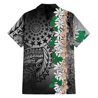 Cook Islands Tiare Maori With Conch Shell Family Matching Off Shoulder Short Dress and Hawaiian Shirt Pasifika Fest Polynesian Tattoo Black