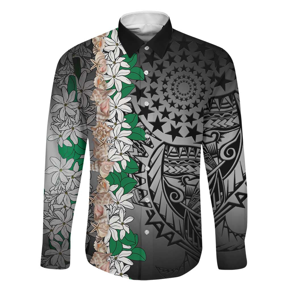Cook Islands Tiare Maori With Conch Shell Family Matching Summer Maxi Dress and Hawaiian Shirt Pasifika Fest Polynesian Tattoo Black
