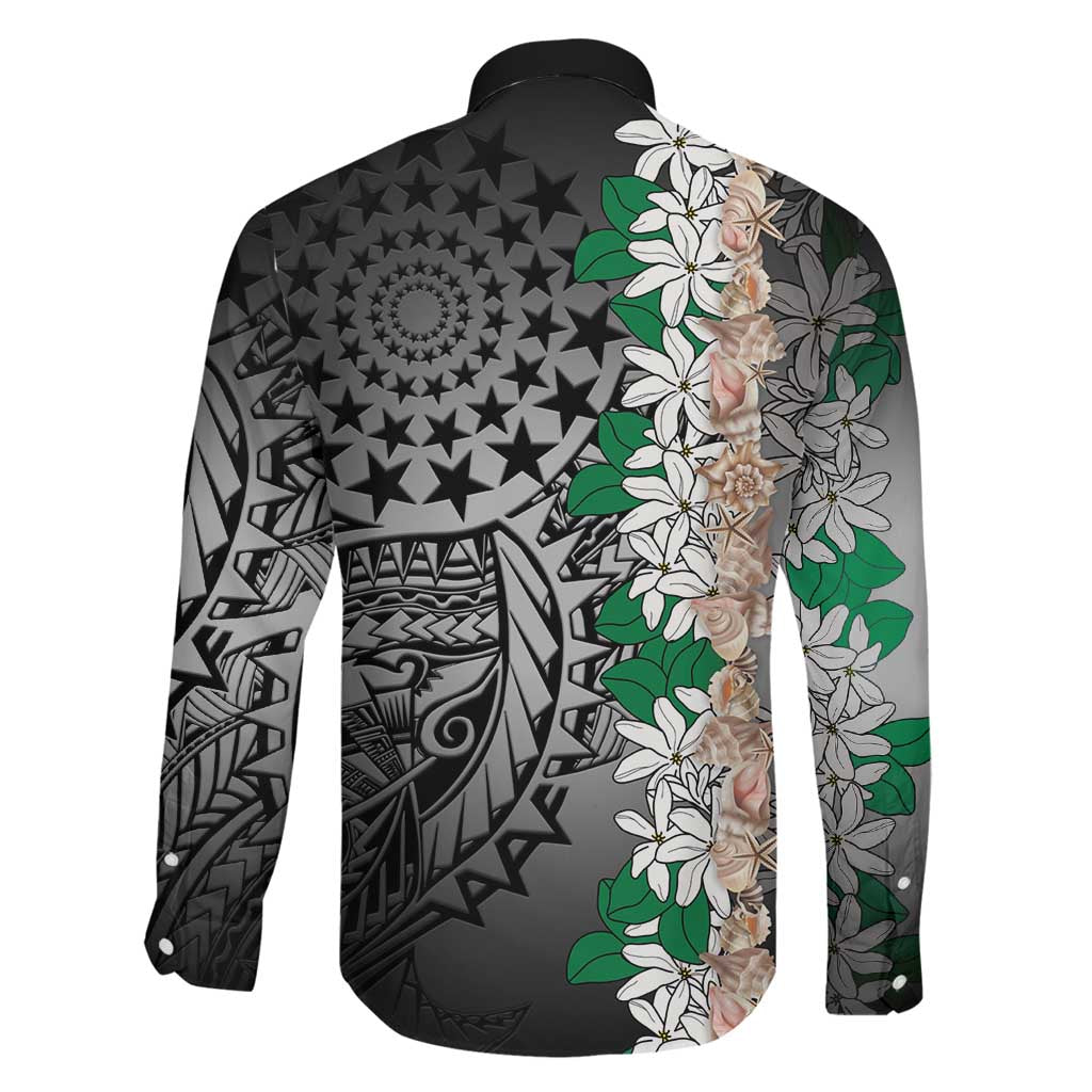 Cook Islands Tiare Maori With Conch Shell Family Matching Tank Maxi Dress and Hawaiian Shirt Pasifika Fest Polynesian Tattoo Black LT14 - Polynesian Pride
