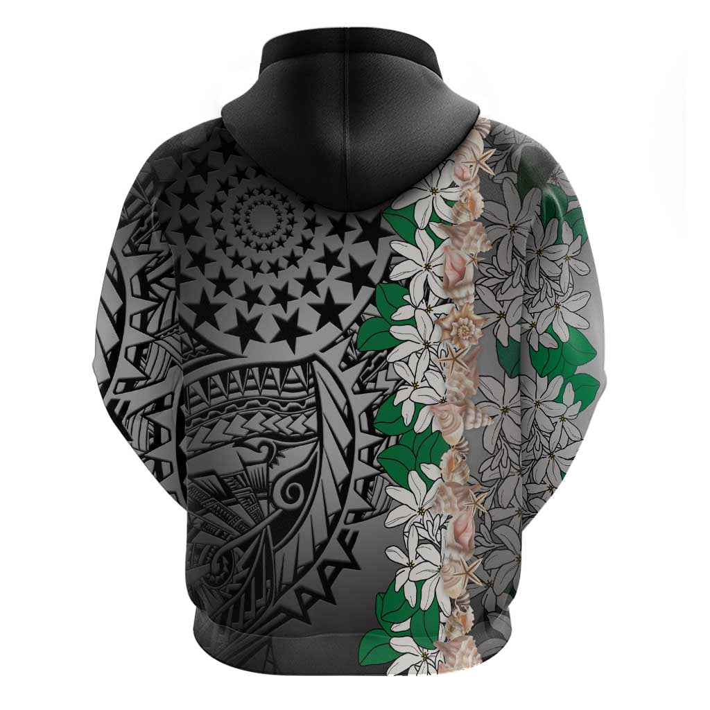 Cook Islands Tiare Maori With Conch Shell Hoodie Pasifika Fest Polynesian Tattoo Black