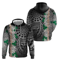 Cook Islands Tiare Maori With Conch Shell Hoodie Pasifika Fest Polynesian Tattoo Black