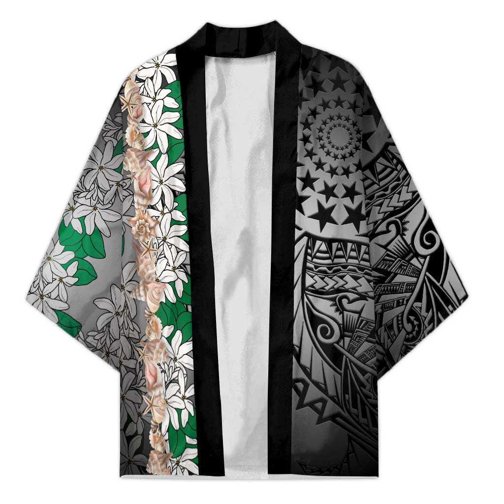 Cook Islands Tiare Maori With Conch Shell Kimono Pasifika Fest Polynesian Tattoo Black LT14 Unisex Black - Polynesian Pride