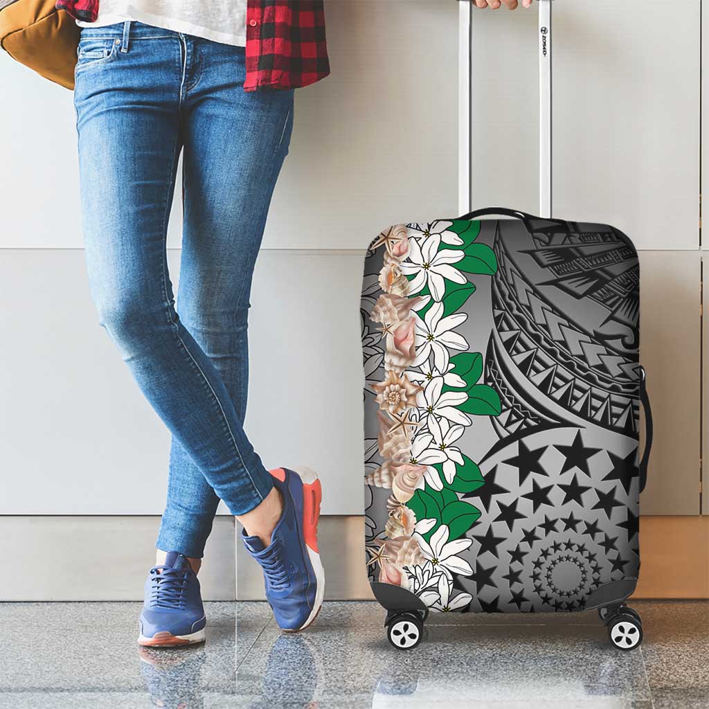Cook Islands Tiare Maori With Conch Shell Luggage Cover Pasifika Fest Polynesian Tattoo Black