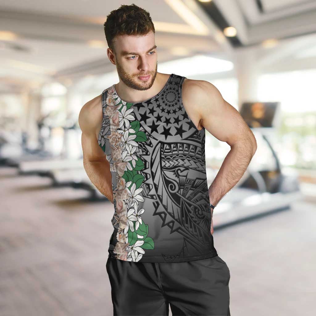 Cook Islands Tiare Maori With Conch Shell Men Tank Top Pasifika Fest Polynesian Tattoo Black LT14 Black - Polynesian Pride