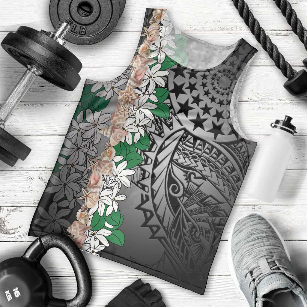 Cook Islands Tiare Maori With Conch Shell Men Tank Top Pasifika Fest Polynesian Tattoo Black LT14 - Polynesian Pride