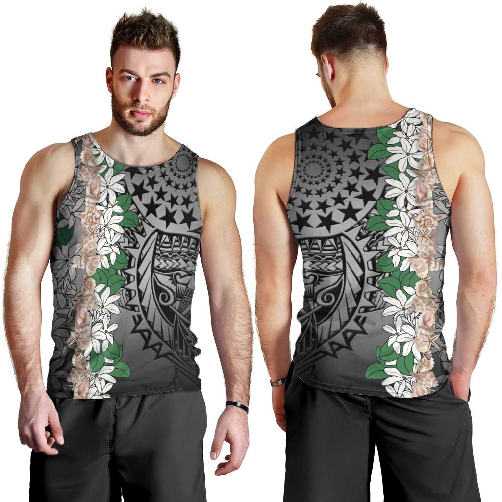 Cook Islands Tiare Maori With Conch Shell Men Tank Top Pasifika Fest Polynesian Tattoo Black LT14 - Polynesian Pride