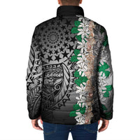Cook Islands Tiare Maori With Conch Shell Padded Jacket Pasifika Fest Polynesian Tattoo Black