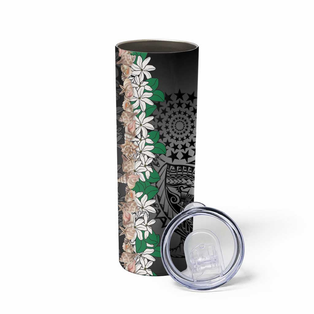 Cook Islands Tiare Maori With Conch Shell Skinny Tumbler Pasifika Fest Polynesian Tattoo Black LT14 - Polynesian Pride