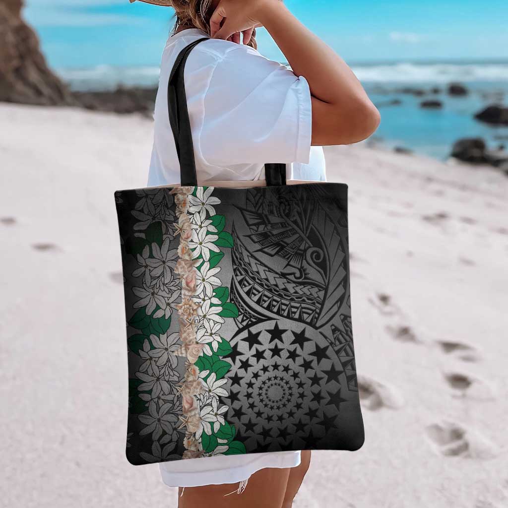 Cook Islands Tiare Maori With Conch Shell Tote Bag Pasifika Fest Polynesian Tattoo Black LT14 - Polynesian Pride