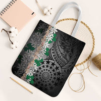 Cook Islands Tiare Maori With Conch Shell Tote Bag Pasifika Fest Polynesian Tattoo Black LT14 White Strap One Size Black - Polynesian Pride