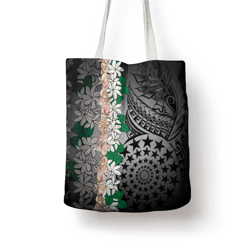 Cook Islands Tiare Maori With Conch Shell Tote Bag Pasifika Fest Polynesian Tattoo Black LT14 - Polynesian Pride