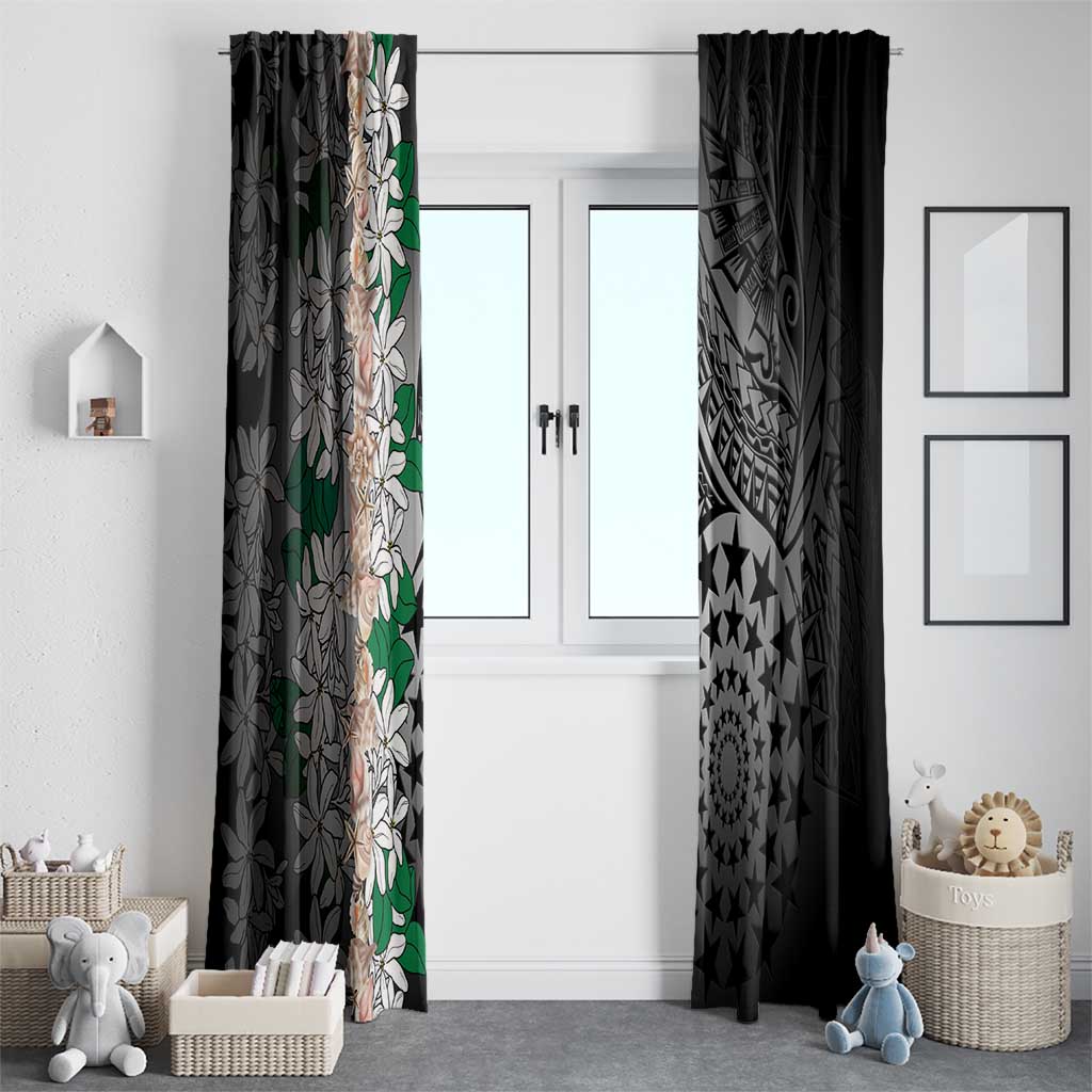 Cook Islands Tiare Maori With Conch Shell Window Curtain Pasifika Fest Polynesian Tattoo Black