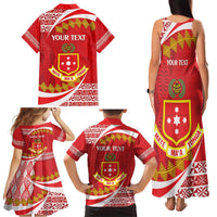 Personalised Kolisi Tonga College Atele Family Matching Tank Maxi Dress and Hawaiian Shirt Mate Maa Tonga 142 Years Anniversary