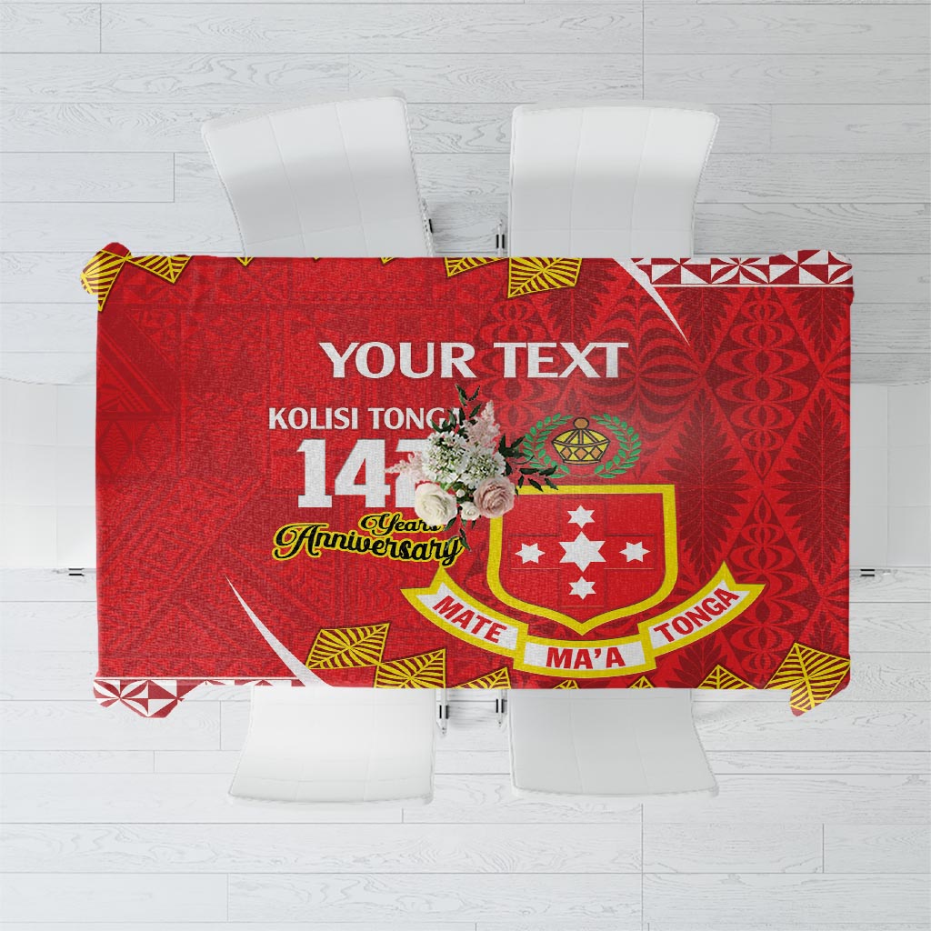 Personalised Kolisi Tonga College Atele Tablecloth Mate Maa Tonga 142 Years Anniversary