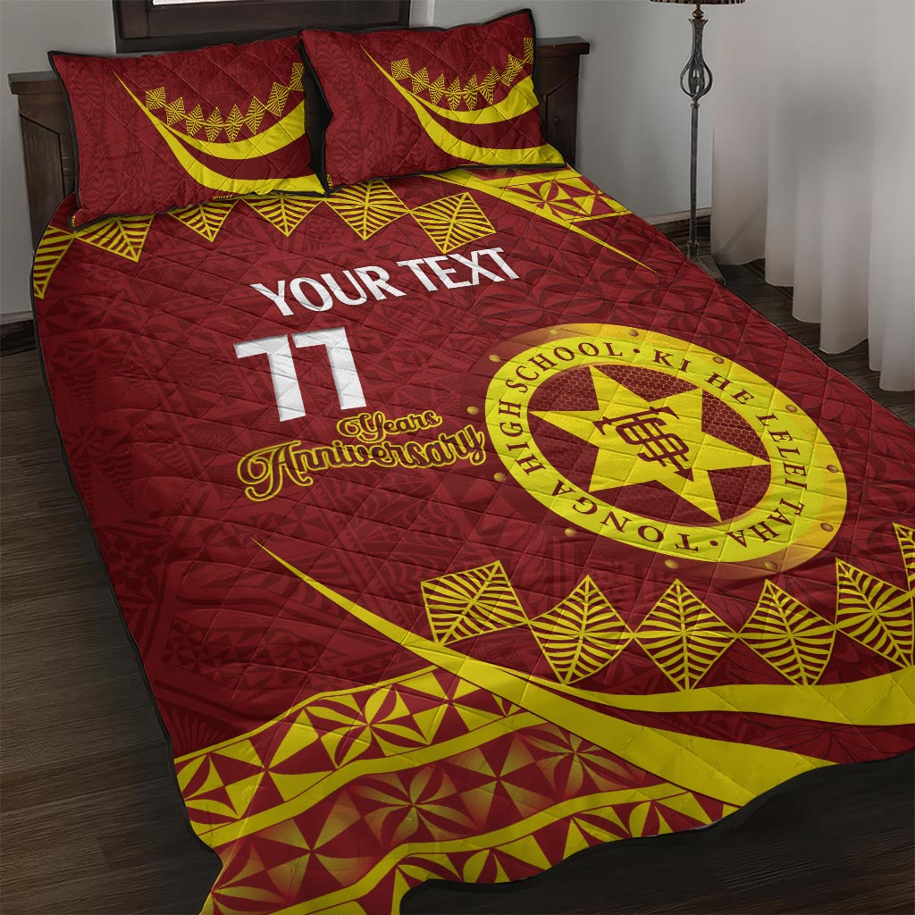 Personalised Tonga High School Quilt Bed Set Happy 77 Years Anniversary