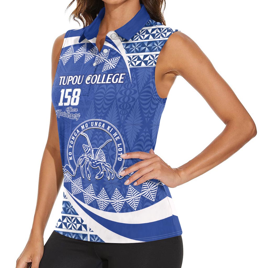 Personalised Tonga Tupou College Toloa Women Sleeveless Polo Shirt Happy 158 Years Anniversary