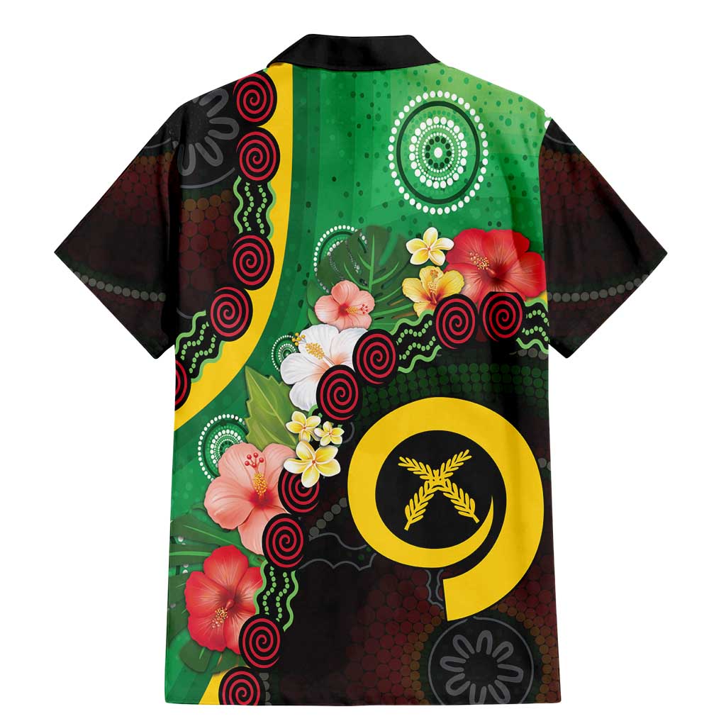 Long God Yumi Stanap Vanuatu Family Matching Mermaid Dress and Hawaiian Shirt Tropical Flowers Aboriginal Pattern