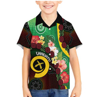 Long God Yumi Stanap Vanuatu Family Matching Mermaid Dress and Hawaiian Shirt Tropical Flowers Aboriginal Pattern