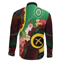 Long God Yumi Stanap Vanuatu Family Matching Off Shoulder Maxi Dress and Hawaiian Shirt Tropical Flowers Aboriginal Pattern