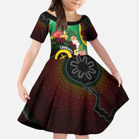 Long God Yumi Stanap Vanuatu Family Matching Summer Maxi Dress and Hawaiian Shirt Tropical Flowers Aboriginal Pattern