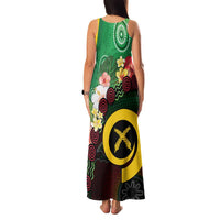 Long God Yumi Stanap Vanuatu Family Matching Tank Maxi Dress and Hawaiian Shirt Tropical Flowers Aboriginal Pattern
