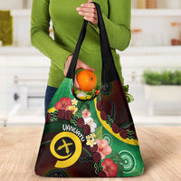 Long God Yumi Stanap Vanuatu Grocery Bag Tropical Flowers Aboriginal Pattern