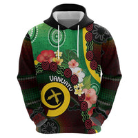 Long God Yumi Stanap Vanuatu Hoodie Tropical Flowers Aboriginal Pattern