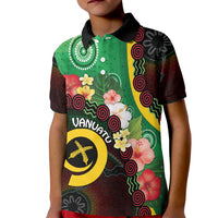 Long God Yumi Stanap Vanuatu Kid Polo Shirt Tropical Flowers Aboriginal Pattern