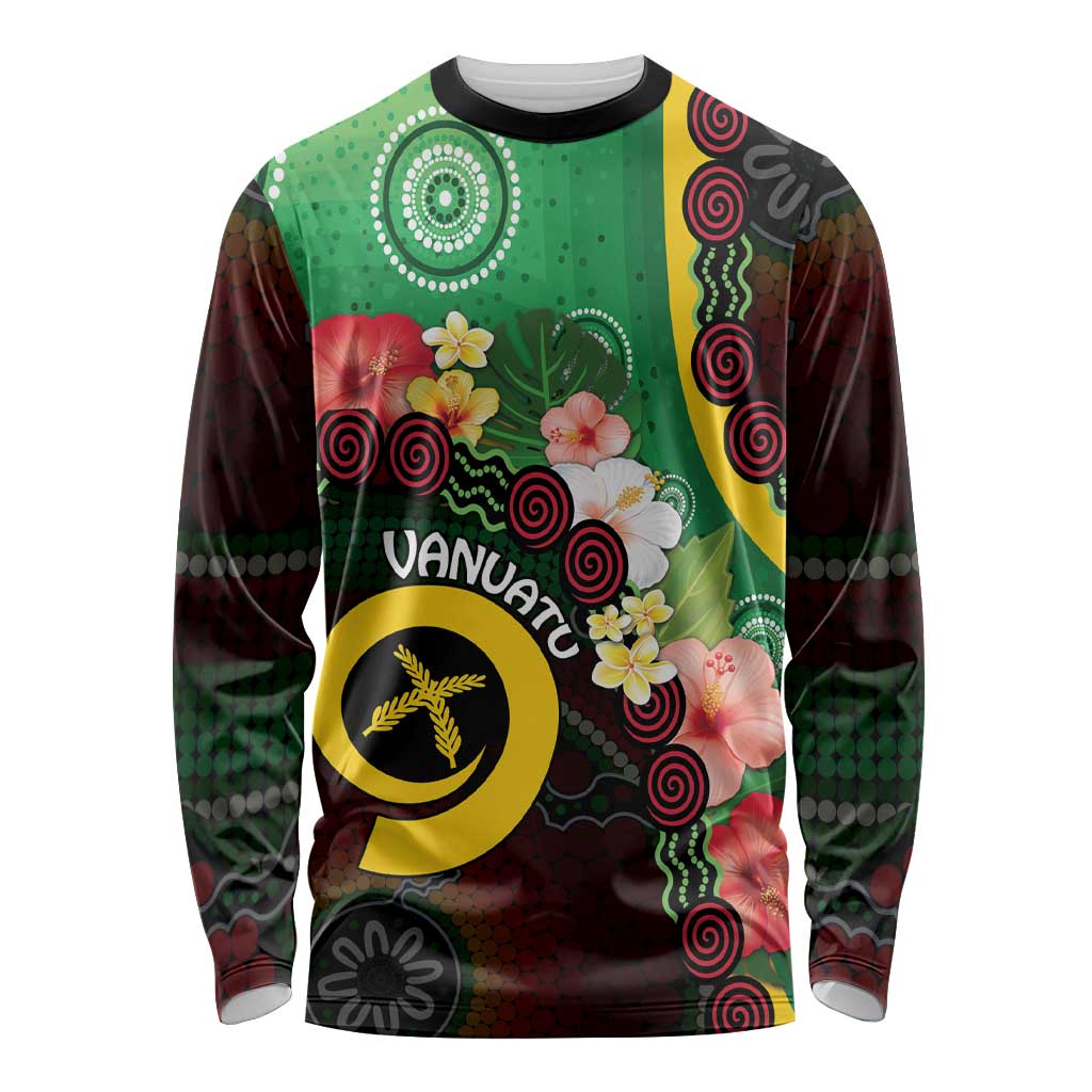 Long God Yumi Stanap Vanuatu Long Sleeve Shirt Tropical Flowers Aboriginal Pattern