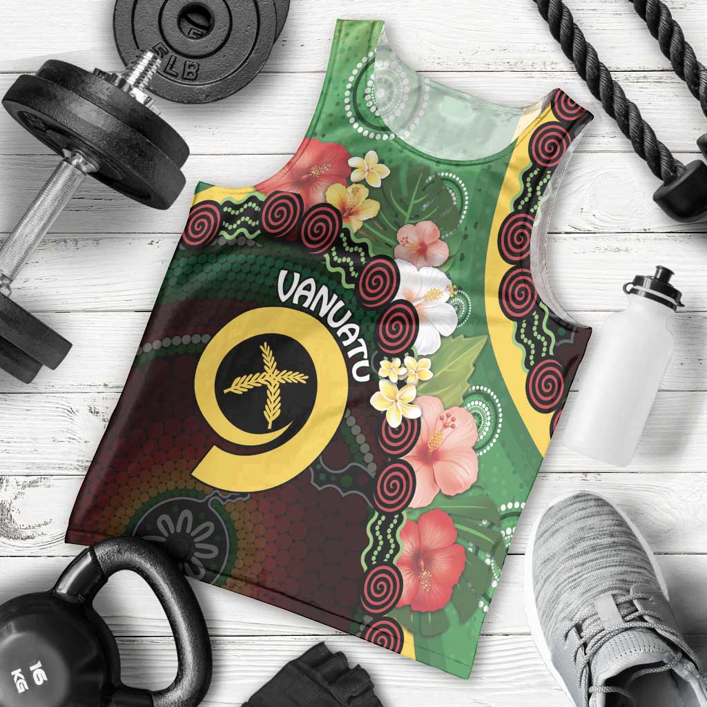 Long God Yumi Stanap Vanuatu Men Tank Top Tropical Flowers Aboriginal Pattern