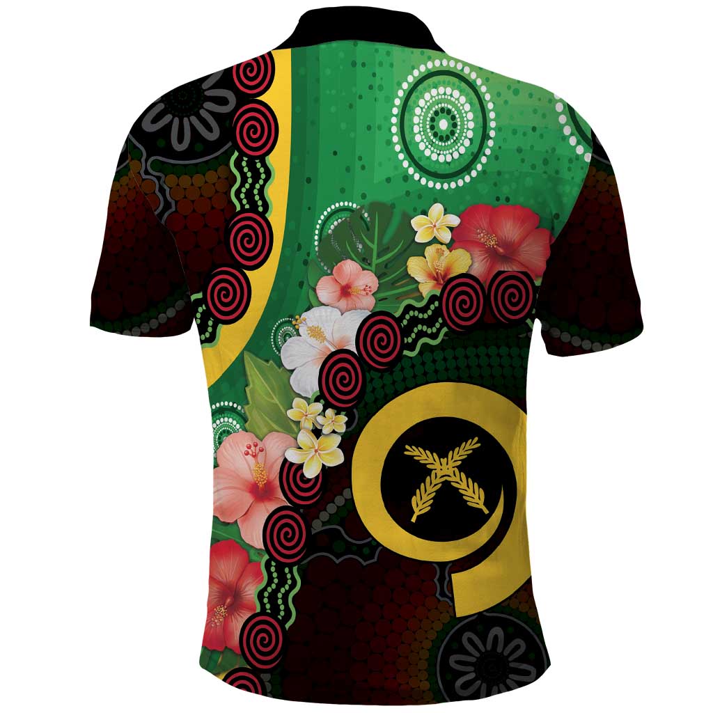 Long God Yumi Stanap Vanuatu Polo Shirt Tropical Flowers Aboriginal Pattern