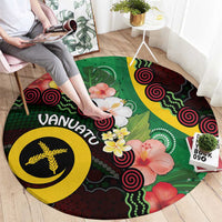 Long God Yumi Stanap Vanuatu Round Carpet Tropical Flowers Aboriginal Pattern