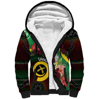 Long God Yumi Stanap Vanuatu Sherpa Hoodie Tropical Flowers Aboriginal Pattern