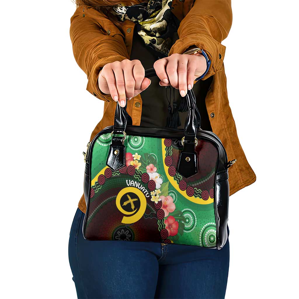 Long God Yumi Stanap Vanuatu Shoulder Handbag Tropical Flowers Aboriginal Pattern